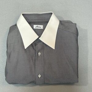 Brioni Gray Striped Mens Luxury French Cuff Dress Shirt Made In Italy